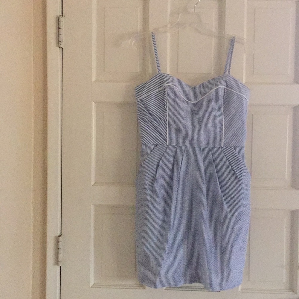 Seersucker dress with pockets